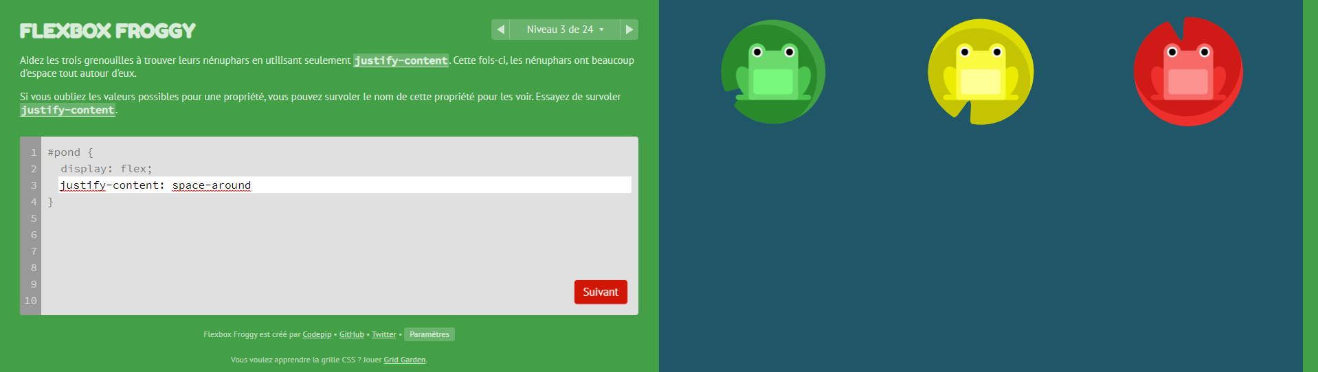 Flexbox Froggy application code CSS