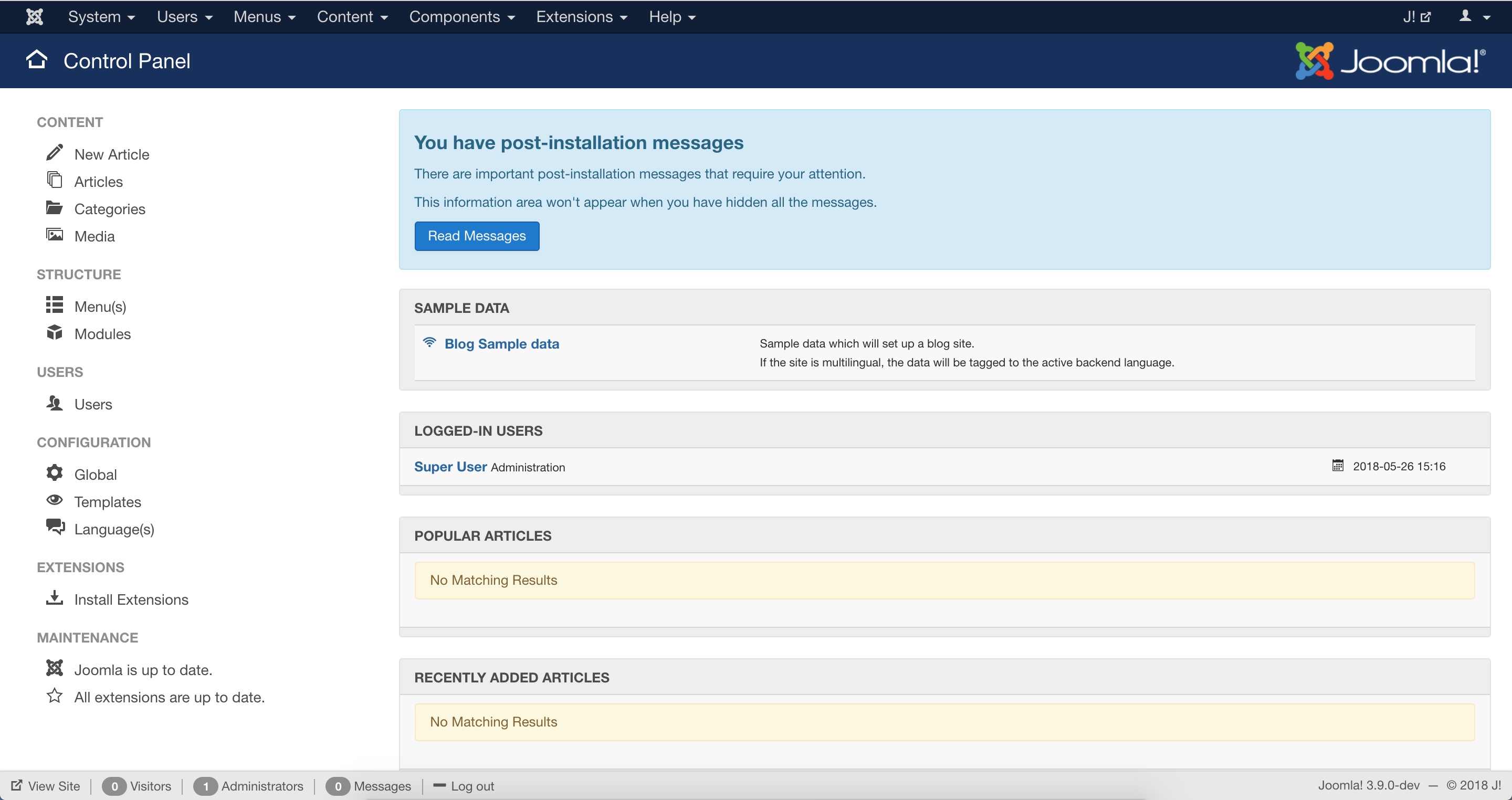 Joomla administration