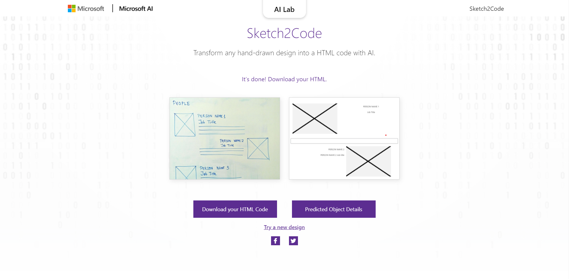 Microsoft Sketch2Code ui design