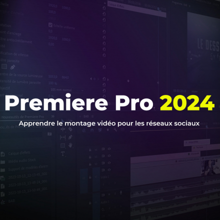 Premiere pro 2024 - Apprendre le montage vidéo pour les réseaux sociaux (image de couverture format carré)