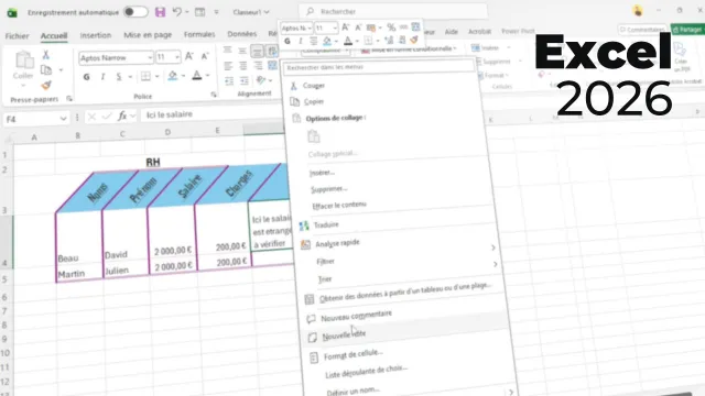 Maîtriser Excel 2026 - Les fondamentaux