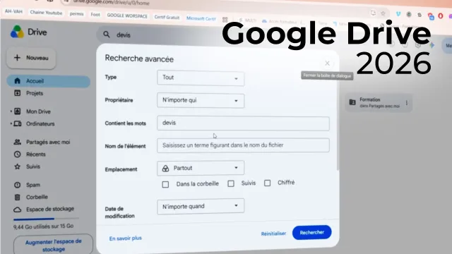 Maîtriser Google Drive 2026 - Les fondamentaux